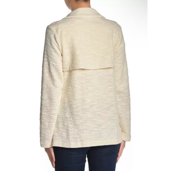 Size Small DR2 by Daniel Rainn CREME IVORY OPEN FRONT TEXTURED JACKET W/POCKETS‎ - Picture 2 of 8